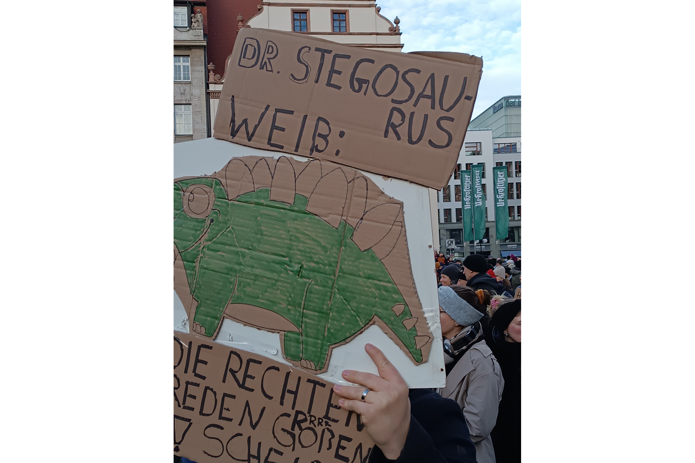 Ein Demo-Plakat vom 21. Januar 2024 in Leipzig. Foto: Thomas Köhler