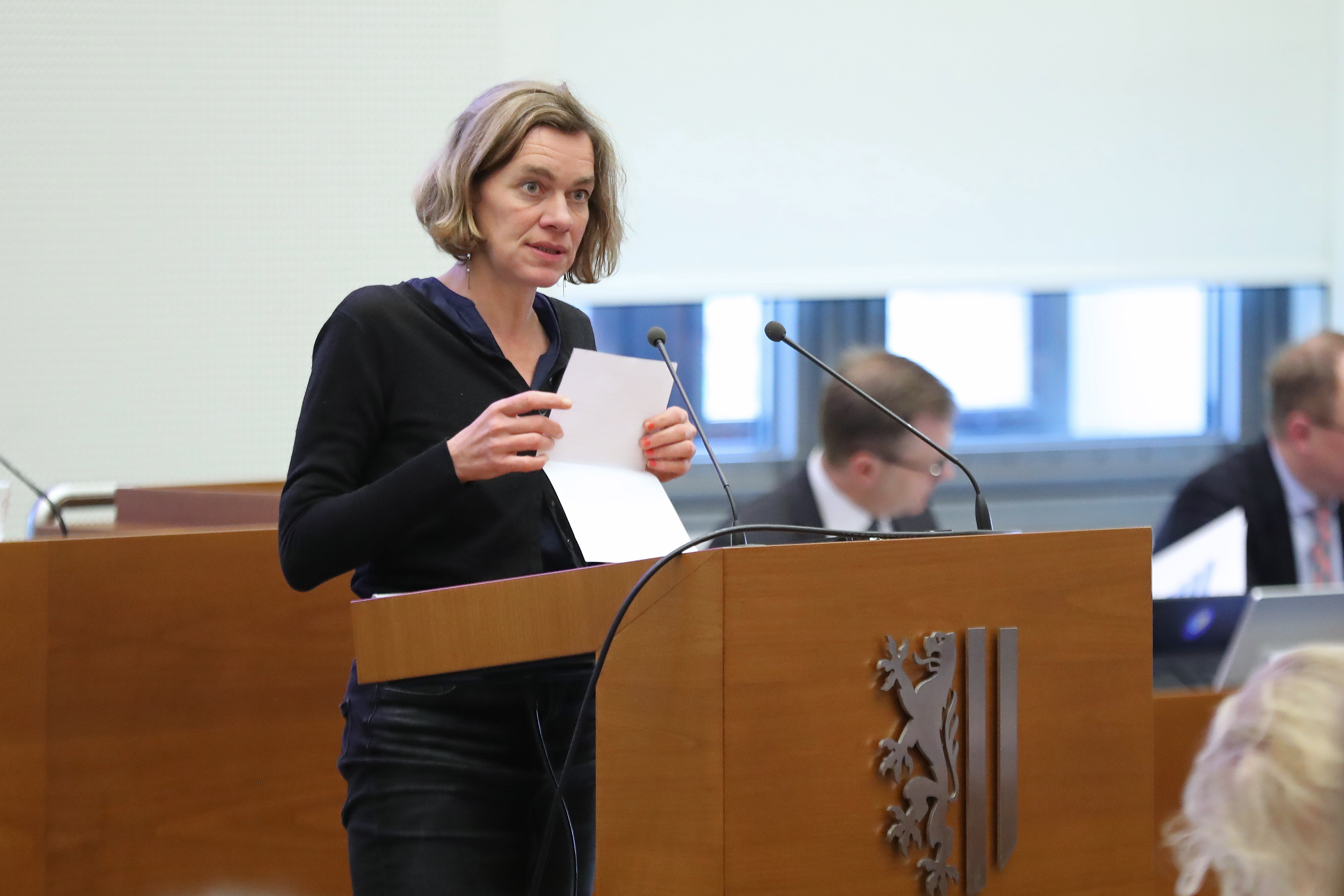 Frau Juliane Nagel (Die Linke) im Leipziger Stadtrat am 25.04.24. Foto: Jan Kaefer