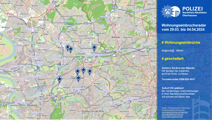 POL-OB: Wohnungseinbruchradar für Oberhausen - Einfache Gelegenheit macht Einbrecher